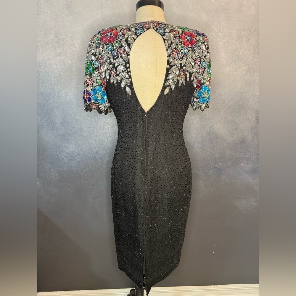 ✨ Vintage 1980s Stenay Black Silk Beaded Dress – Made in India ✨ - Picture 13 of 13